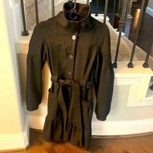 Tulle wool ruffled button up coat